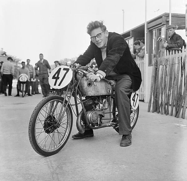 R. H Bacon with his 50cc bike that he made himself. 7th June 1962