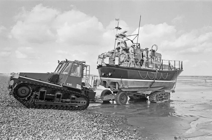 Framed Print : The R. N. L. B. Sealink Endeavour 12-002 Mersey Class Lifeboat seen here being put through Framed Print : The R. N. L. B. Sealink Endeavour 12-002 Mersey Class Lifeboat seen here being put through