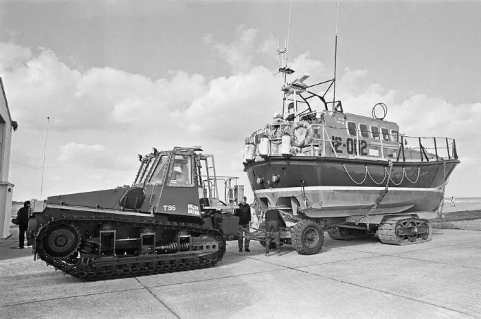 Framed Print : The R. N. L. B. Sealink Endeavour 12-002 Mersey Class Lifeboat seen here being put through Framed Print : The R. N. L. B. Sealink Endeavour 12-002 Mersey Class Lifeboat seen here being put through