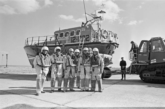 Framed Print : The R. N. L. B. Sealink Endeavour 12-002 Mersey Class Lifeboat seen here being put through Framed Print : The R. N. L. B. Sealink Endeavour 12-002 Mersey Class Lifeboat seen here being put through