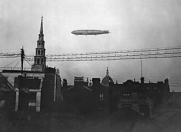 R34 Airship flying over London. c. 1919