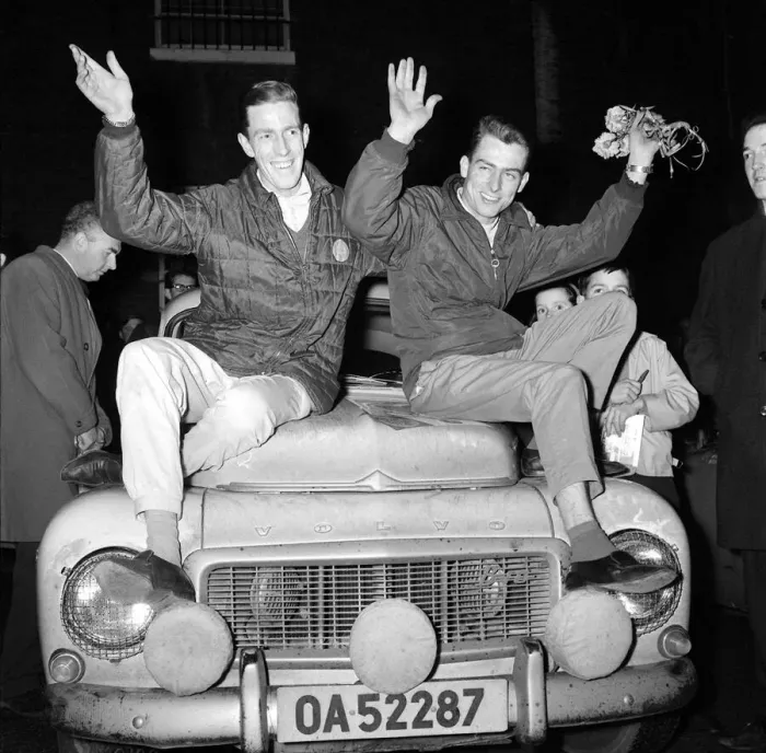 Framed Print : RAC Rally Winners November 1964 Swedish duo Gunnar Thermaenius on the left with Tom