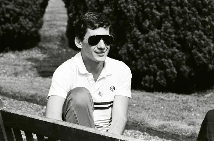 Framed Print : Racing driver Ayrton Senna at the Lotus Racing H. Q, Norfolk. 4th July 1985