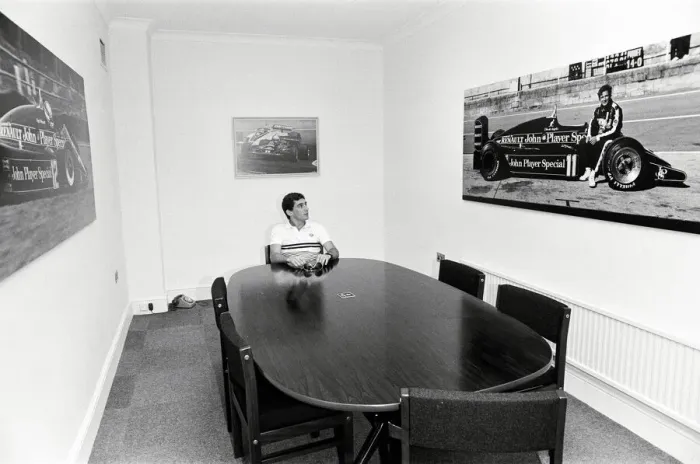 Framed Print : Racing driver Ayrton Senna at the Lotus Racing H. Q, Norfolk. 4th July 1985 Framed Print : Racing driver Ayrton Senna at the Lotus Racing H. Q, Norfolk. 4th July 1985