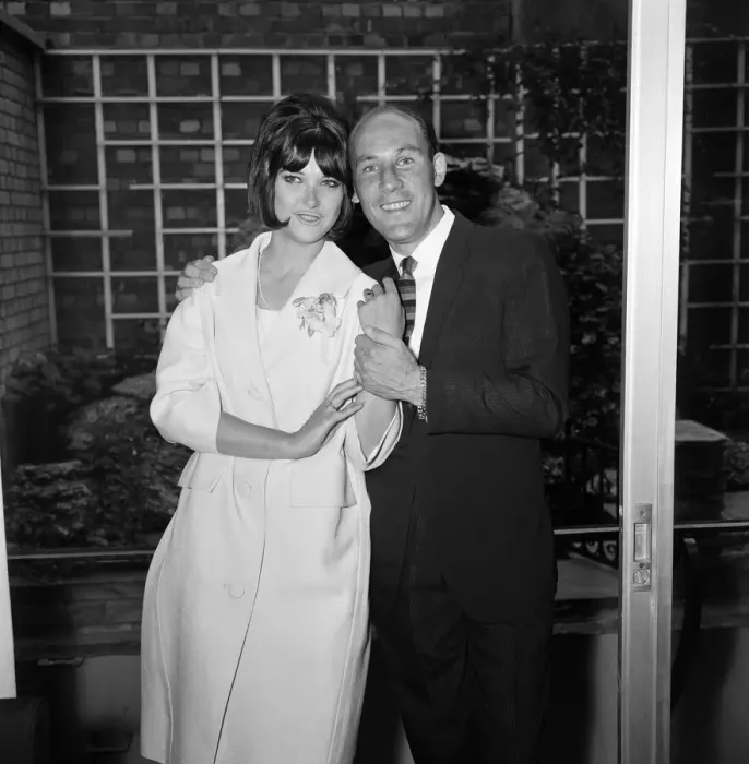 Framed Print : Former racing driver Stirling Moss married Elaine Barbarino, age 24