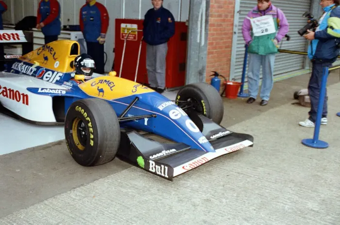 Framed Print : Racing at Silverstone. 3rd March 1993. Damon Hill in his Williams Framed Print : Racing at Silverstone. 3rd March 1993. Damon Hill in his Williams