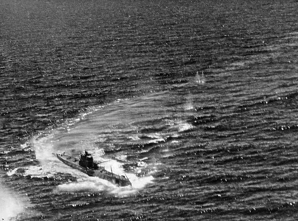 RAF Attack on Italian Submarine. Circa August 1942 While carrying out a patorol in