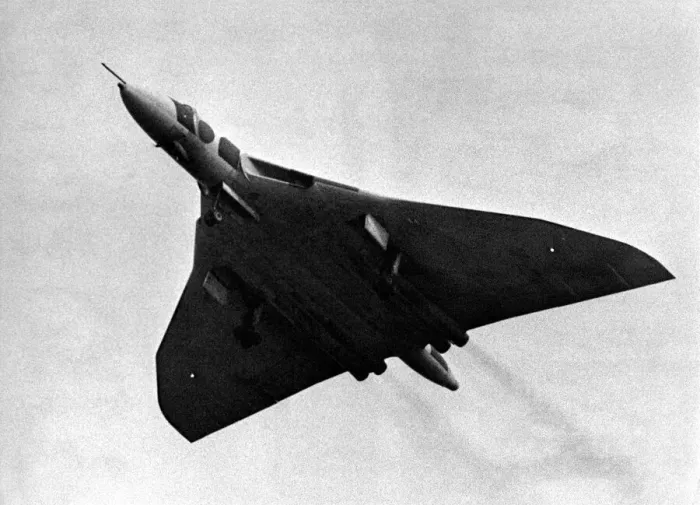 Framed Print : A RAF Avro Vulcan V-bomber flys over Sunderland Airport prior to a Vulcan becoming an Framed Print : A RAF Avro Vulcan V-bomber flys over Sunderland Airport prior to a Vulcan becoming an
