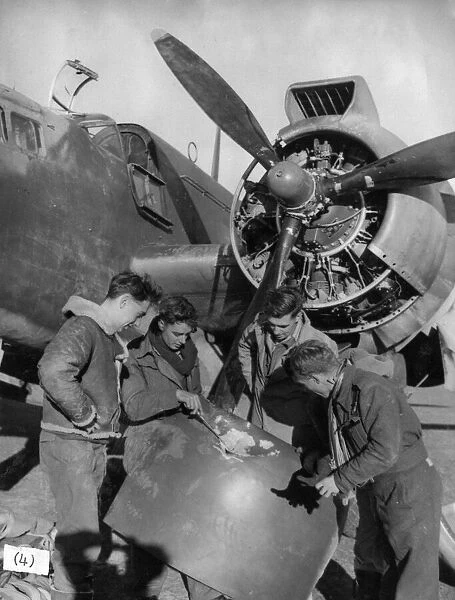RAF Baltimore Crew of the Tactical Bomber Force, safely back at base after bombing run