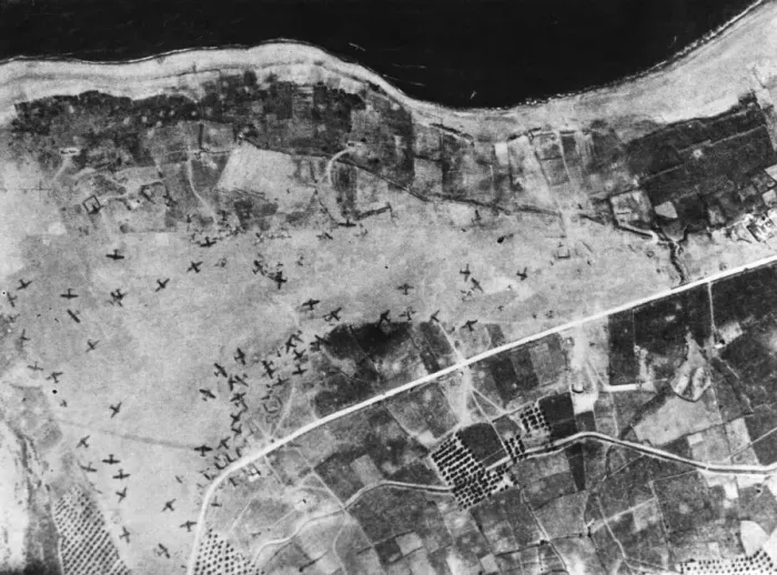 Framed Print : RAF bombing of Maleme Aerodrome in Crete. Maleme aerodrome, Crete Framed Print : RAF bombing of Maleme Aerodrome in Crete. Maleme aerodrome, Crete