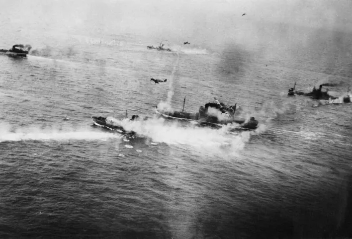 Framed Print : RAF Coastal Command Beaufighter Squadron. Flying through cloud down to the sea