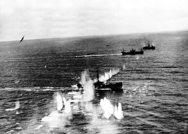RAF Coastal Command Beaufighters attack German shipping off the Friesian Islands during