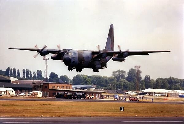 A RAF Lockheed C-130 Hercules aircraft takes part in the 1998 Sunderland Airshow
