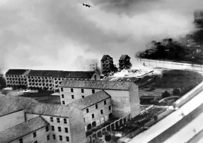 Framed Print : An RAF Mosquito attacks Gestapo Headquarters 1944 housed in the University of Framed Print : An RAF Mosquito attacks Gestapo Headquarters 1944 housed in the University of