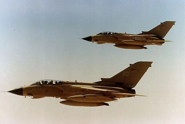 Two RAF Panavia Tornado F3 fighters on patrol during the Gulf War