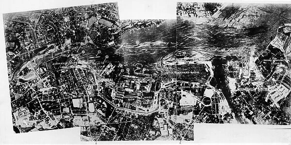 RAF Photo reconnaissance photograph of Kiel harbour following a raid by RAF Bomber