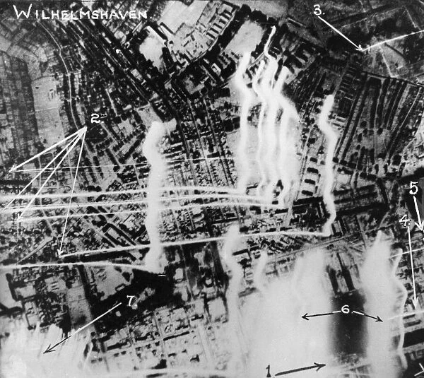RAF reconnaissance photo of the German Naval base at Wilhelmshaven