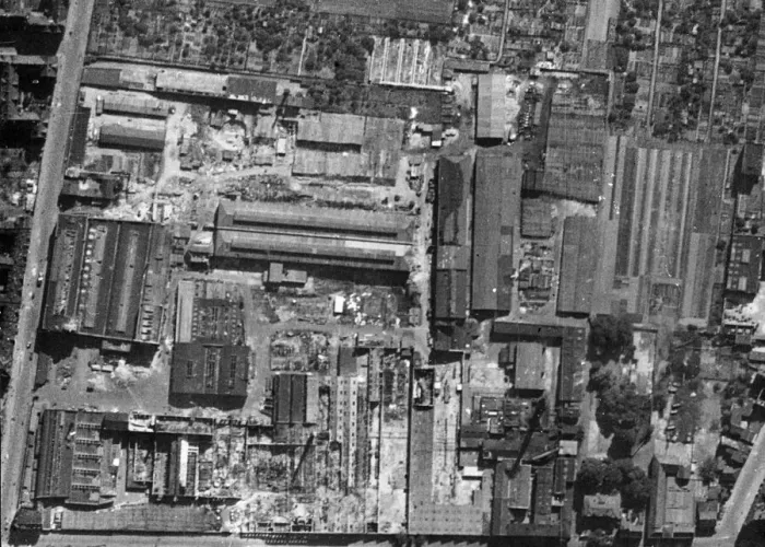 Framed Print : RAF reconnaissance photographs showing bomb damage to the Kalk Framed Print : RAF reconnaissance photographs showing bomb damage to the Kalk