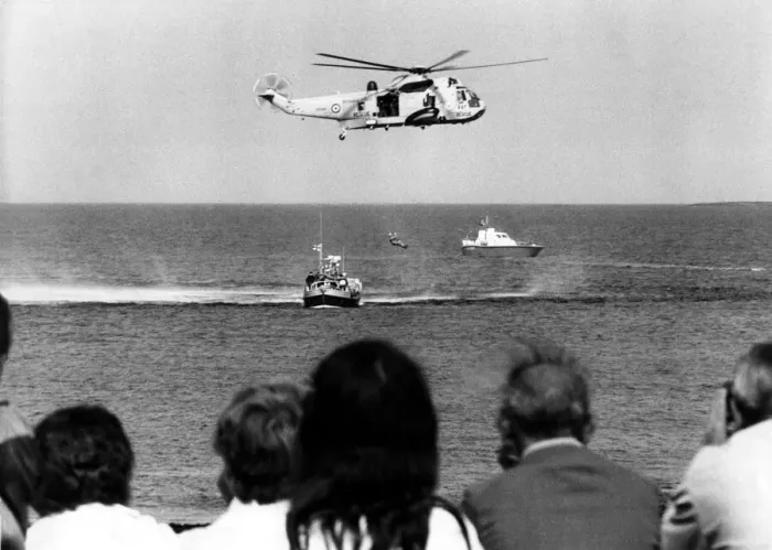 Framed Print : A RAF search and rescue Sea King helicopter from RAF Boulmer Framed Print : A RAF search and rescue Sea King helicopter from RAF Boulmer