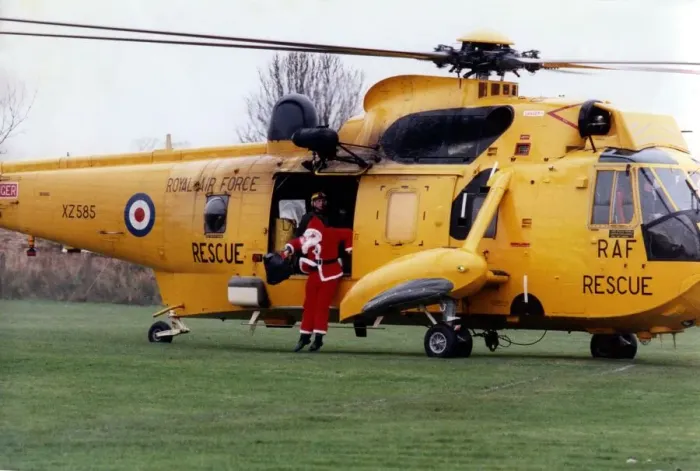 Framed Print : A RAF search and rescue Westland Sea King helicopter. Santa Claus Framed Print : A RAF search and rescue Westland Sea King helicopter. Santa Claus