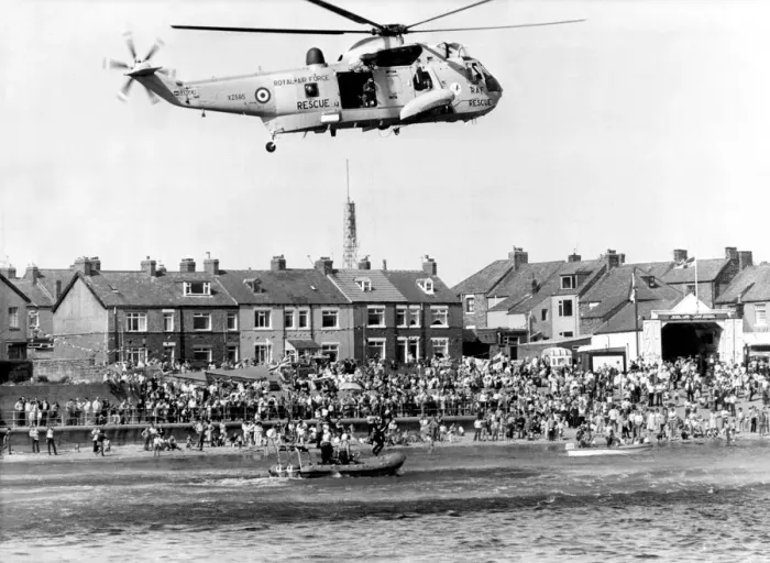 Framed Print : A RAF search and rescue Westland Sea King helicopter takes part in an exercise with Framed Print : A RAF search and rescue Westland Sea King helicopter takes part in an exercise with