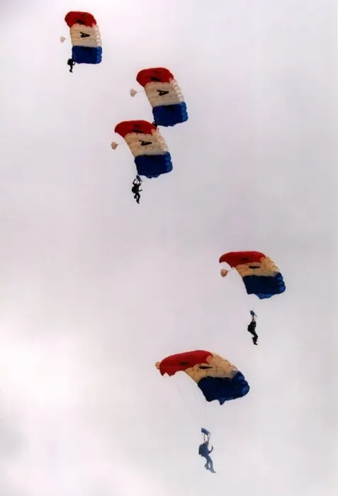 Framed Print : The RAFs Falcons freefall parachute display team arrive at the Sunderland Framed Print : The RAFs Falcons freefall parachute display team arrive at the Sunderland