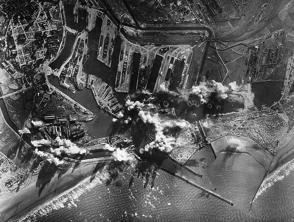 Raid on the German occupied French port of Dunkirk in Northern France by Liberator