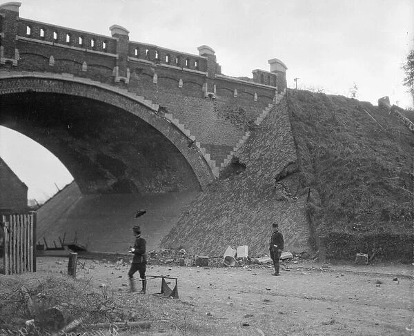 The railway bridge at Hofstade which the Germans shelled