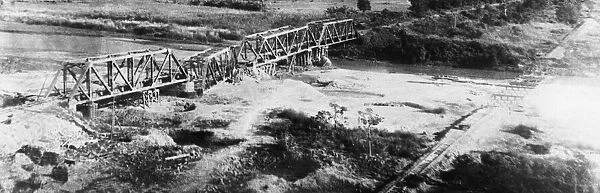 Railway bridge at Sinthe Chuang damaged by R. A. F. attacks. 17th December 1944