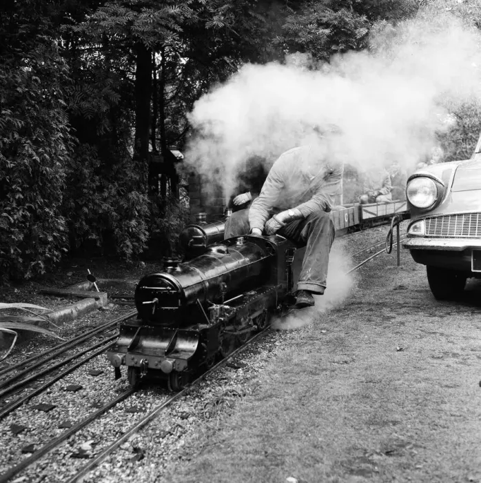 Framed Print : Railway enthusiasts at the miniature railway at Greywood Framed Print : Railway enthusiasts at the miniature railway at Greywood
