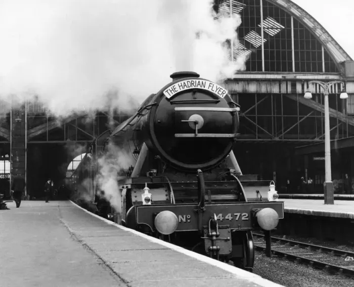 Framed Print : Railway fans celebrate London - Newcastle run with a mile a minute trip on the Flying