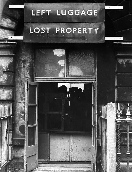 A railway stations left luggage and lost property. Birmingham, West Midlands. Circa 1965