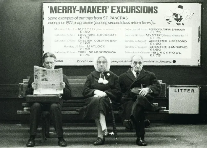 Framed Print : Railway travel April 1972 Railway Passengers wait for a train at St Framed Print : Railway travel April 1972 Railway Passengers wait for a train at St