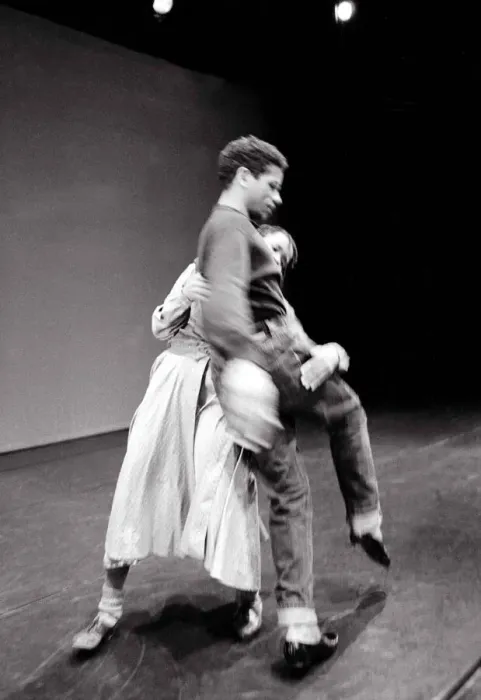 Framed Print : Ralph Lemon and Bebe Miller seen here performing Parallels in black at The Place theatre Framed Print : Ralph Lemon and Bebe Miller seen here performing Parallels in black at The Place theatre