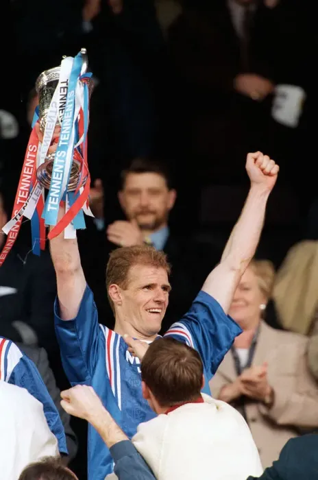 Framed Print : Rangers 5 - 1 Heart of Midlothian. Gordon Durie holds up the Scottish cup after his Framed Print : Rangers 5 - 1 Heart of Midlothian. Gordon Durie holds up the Scottish cup after his