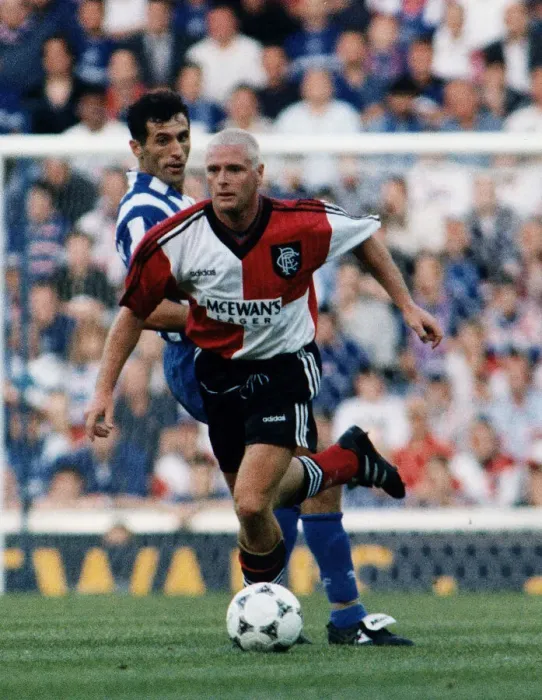 Framed Print : Rangers player Paul Gascoigne in action against Arnothosis Famagusta during the European Framed Print : Rangers player Paul Gascoigne in action against Arnothosis Famagusta during the European