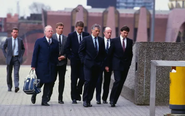 Framed Print : Rangers players 1988 arriving at court Graham Roberts Terry Butcher
