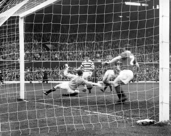 Framed Print : Rangers v. Celtic. John Hughes beats keeper Ritchie, Shearer of Rangers stops it Framed Print : Rangers v. Celtic. John Hughes beats keeper Ritchie, Shearer of Rangers stops it