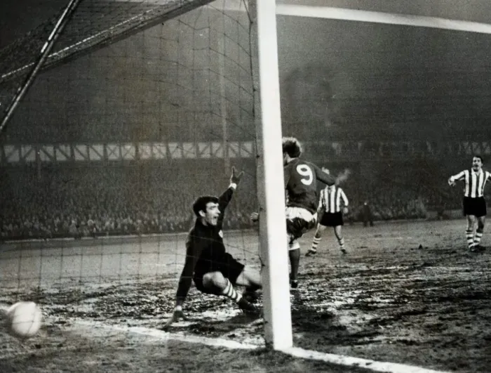 Framed Print : Rangers versus Athletico de Bilbao March 1969 Rangers first goal at Ibrox- It loos