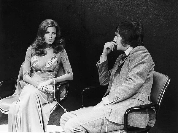Raquel Welch and Michael Parkinson chat show host - November 1972 On his the BBC