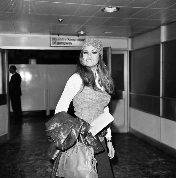 Raquel Welch pictured at Heathrow today. January 1970 70-00008