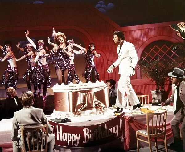 Raquel Welch and Tom Jones performing during a TV show television dancing