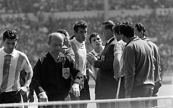 Rattin of Argentina argues with officials in World Cup 1966 quarter finals