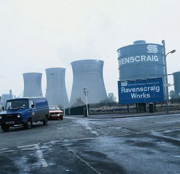 Ravenscraig steel works February 1990 Van and car leaving gates