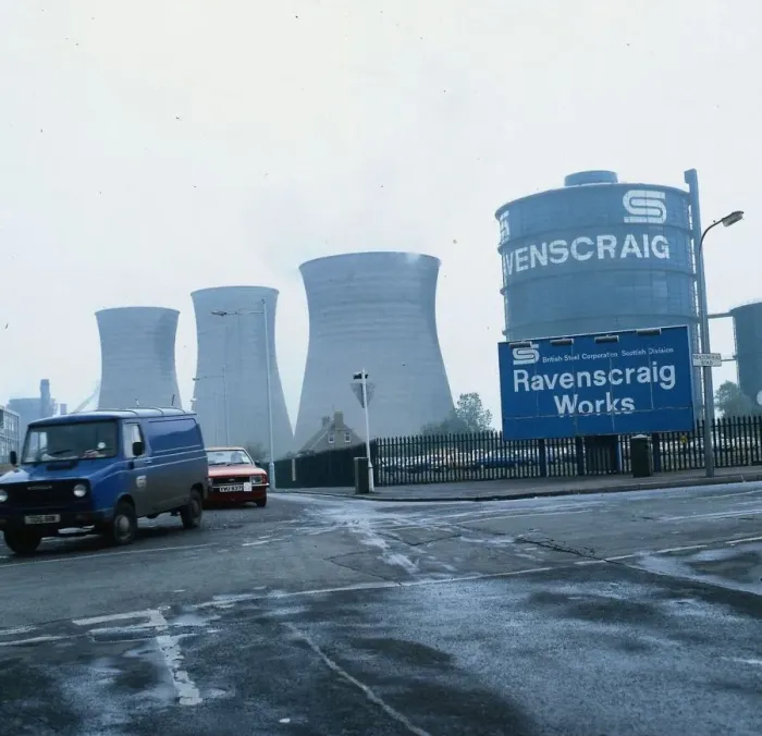 Framed Print : Ravenscraig steel works February 1990 Van and car leaving gates Framed Print : Ravenscraig steel works February 1990 Van and car leaving gates