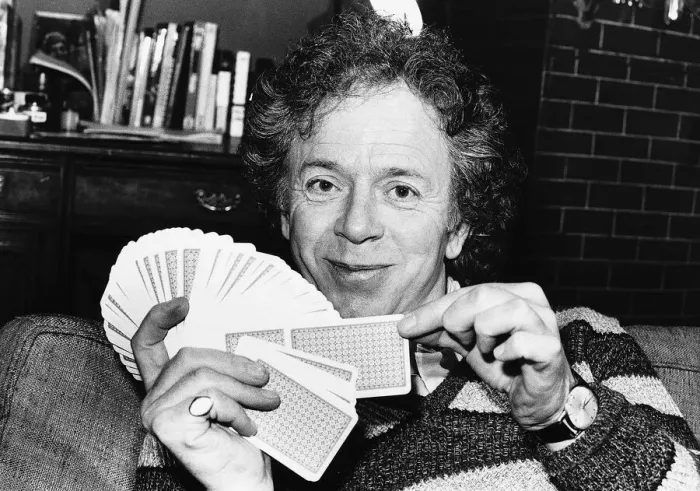 Framed Print : Ray Brooks April 1987 Actor at his home in Kew playing cards