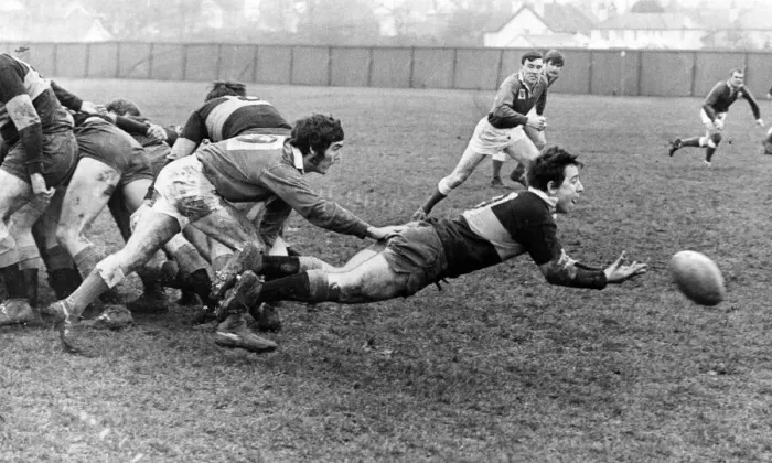 Framed Print : Ray Hopkins, aka Chico, Maesteg Rugby Union Player, match action Framed Print : Ray Hopkins, aka Chico, Maesteg Rugby Union Player, match action