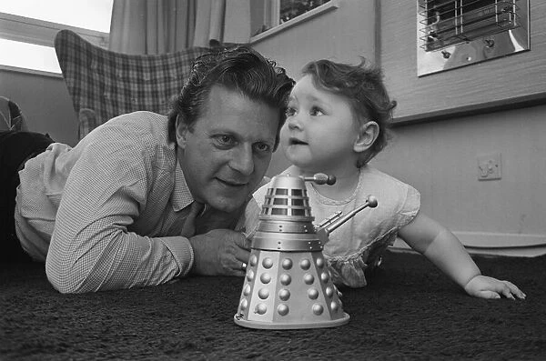 Raymond Cusick designer of the Daleks from Doctor Who 1965 playing with his