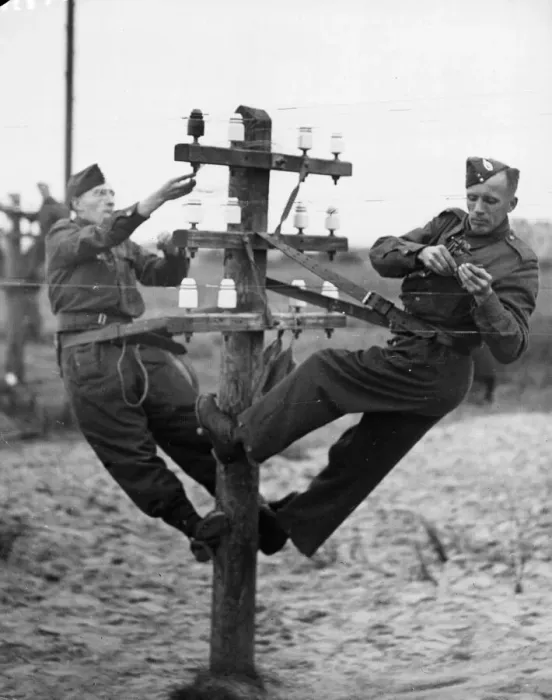 Framed Print : RCS men in training. Erecting outside telegraphic communications and wiring Framed Print : RCS men in training. Erecting outside telegraphic communications and wiring