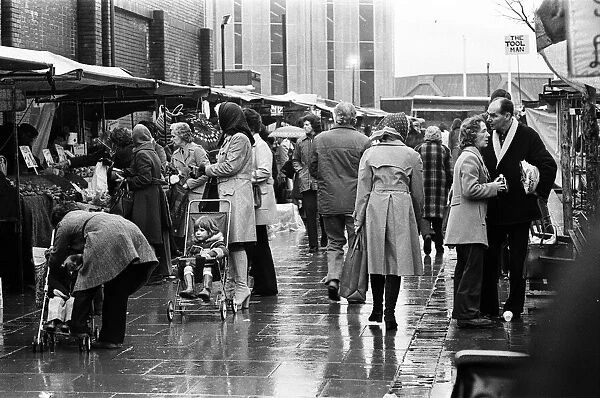 Reading market, Berkshire. February 1977